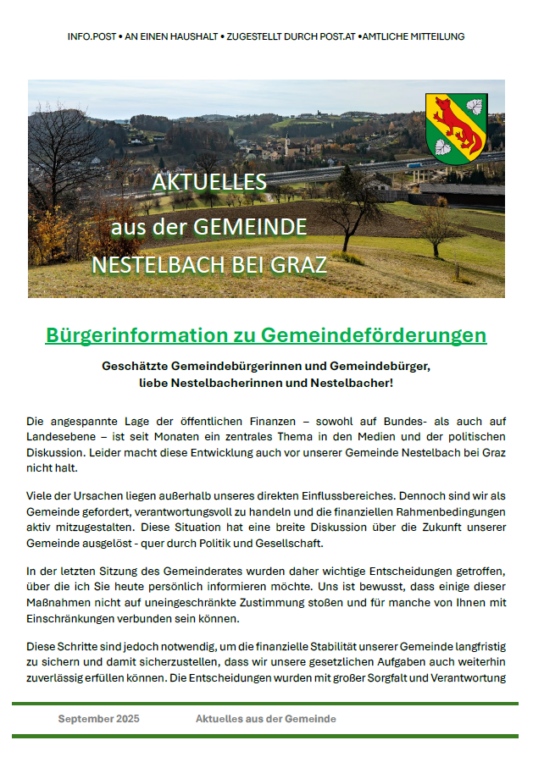 Aktuelles aus der Gemeinde, September 2025