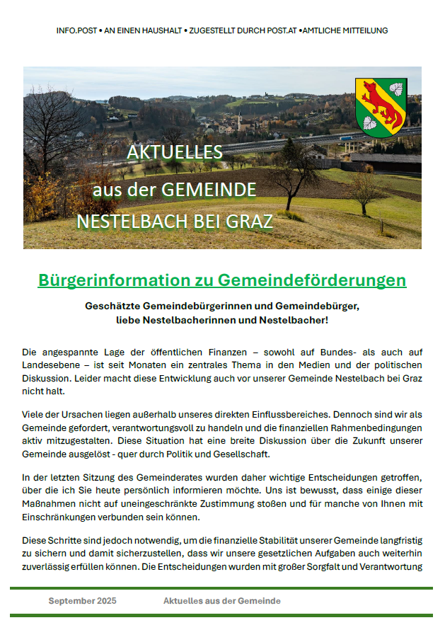 Aktuelles aus der Gemeinde, September 2025